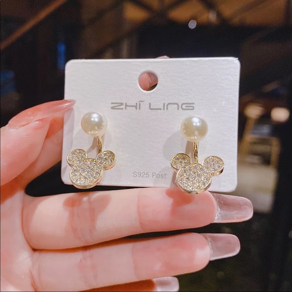 PEARL MINNIE  ♡ CRYSTAL DROP Earrings GIFT - Picture 5 of 5